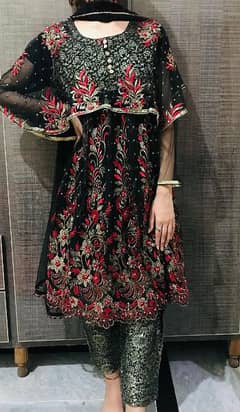 embroidered net suit
