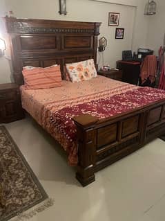 King Size Bed (Mattress Included) + 2 side tables