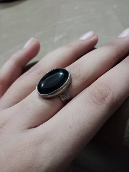 Original Black Aqeeq Silver Ring 0