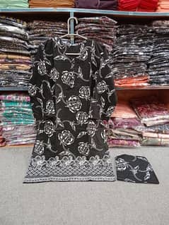 2 pcs women's stitched lawn printed  shirt and trouser