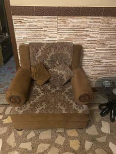 Brown and golden colour sofa set