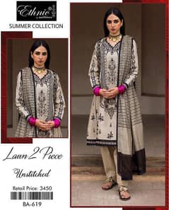 2 pcs womens unstitched lawn Embroidered suit