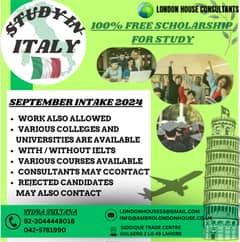 Study in ITALAY 100 SCHOLARSHIP FREE STUDAY jan INTAKE 2025 APPOINTMEN