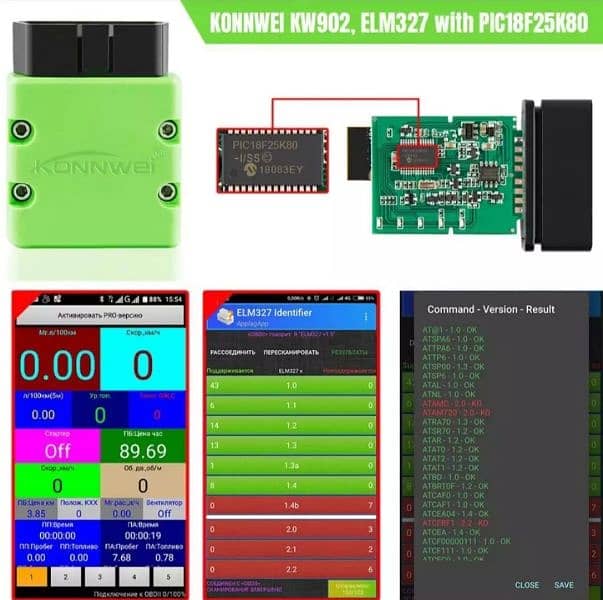 KONNWEI ELM327 V1.5 OBD2 Scanner KW902 Bluetooth Autoscanner PIC 7