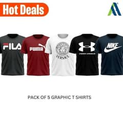 Jersey Graphic T-Shirt for Men Pack of 5