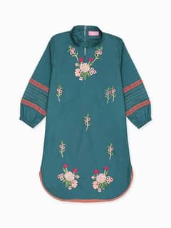 Girls Embroidered Cotton Kurta