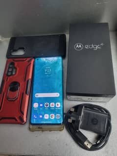 Motorola edge plus with box + charger + 3 back covers