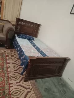 2 Single Beds (Wooden) Without Mattress