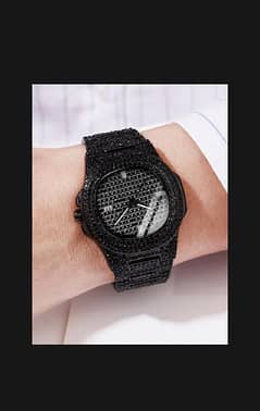 1 PCs black diamond watch