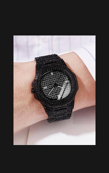 1 PCs black diamond watch 0