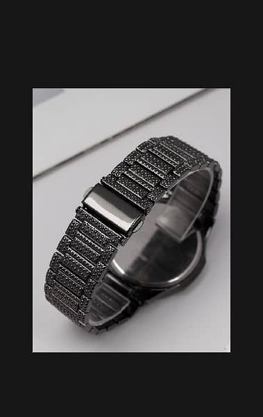 1 PCs black diamond watch 2