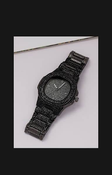 1 PCs black diamond watch 3