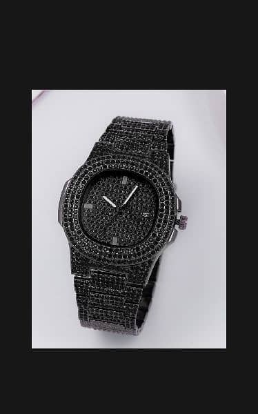 1 PCs black diamond watch 4