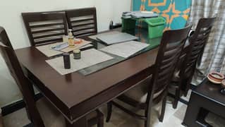 6 chairs dining table with center glass top