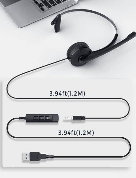 Mpow Single-Sided USB Headset with Microphone usb headphone 270 degree 3