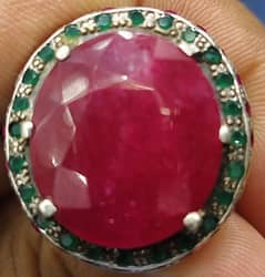 Heavy Beautiful Handmade African Ruby Ring . Pure Silver Ring