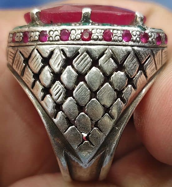 Heavy Beautiful Handmade African Ruby Ring . Pure Silver Ring 1