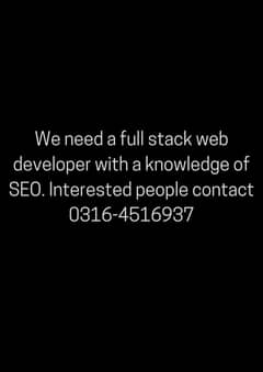 URGENT Full Stack Developer needed