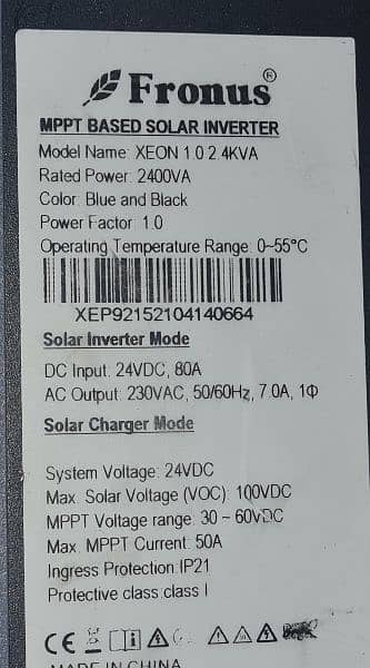 Fronus solar inverter/ups 2.4kv 24v systems 2