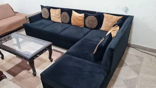 L-Shaped Sofa Set (Black Colour)