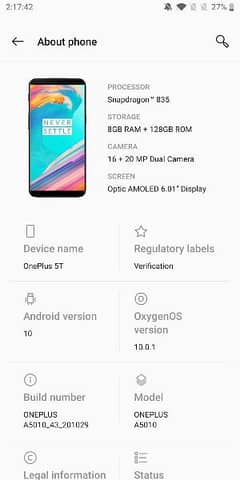 oneplus 5t 8/128 snapdragon 835 gaming phone only protector damage