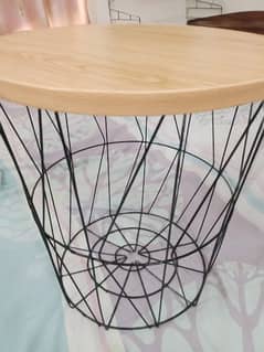 Metal Wire Round Coffee table with Wood top n Dressing mirror