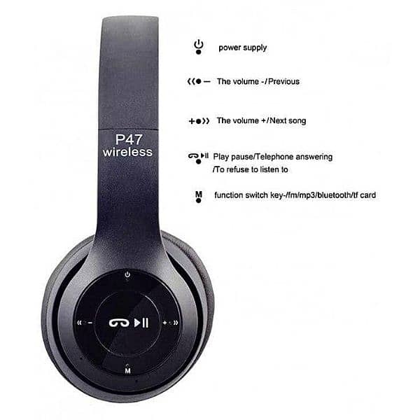 Wireless Stereo Headphone Black 5