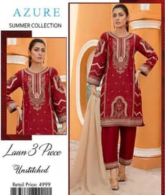 unstitched embroidery lawn suit
