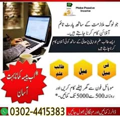 Online job at home / part time / typing /assignment / Data entry .