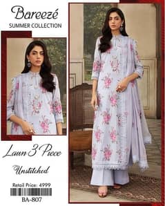 3 pcs women’s unstitched lawn embroidered suit