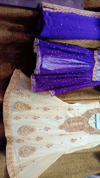 purple and skin frock garara and dupata for sale 7