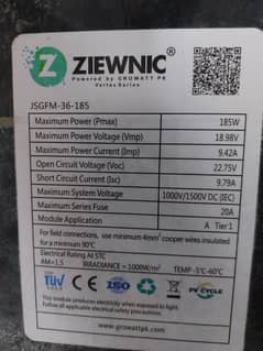 ziewnic 185 watt panel