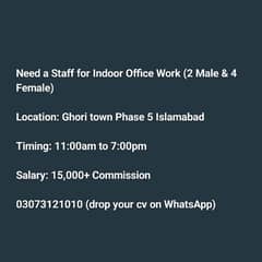 Infour Office Work Staff Required