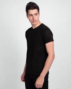 1 PC men's stitched Round Nick T_shirt Black