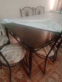 Dining Table Glass Top 8 Chairs 0