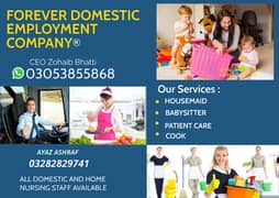 Domestic staff,Babysitter, Maids available ,Patient care ,Cook Helper