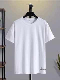1 Pc White Polyester Plain T-Shirt