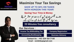Tax Consultant,Tax filing services,Company Registration services,NTN