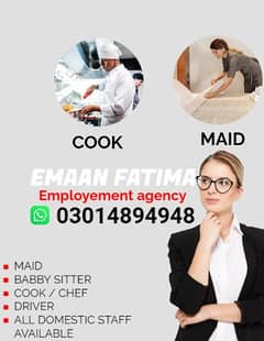 Maids / House Maids / cook / House chef / Baby Sitter maid available