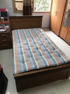 Wooden Single Bed with Cotton Mattress