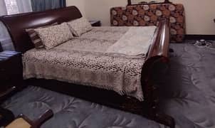 King Size Double Bed with Mattress and 2 side tables 0