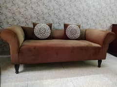 Camel brown Velvet sofa 3 seater