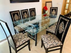 6 Kurci with dining tables kikar tyar with shesha 11mm