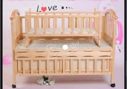 baby wooden bed with matress