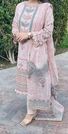 Qalamkar three piece dress