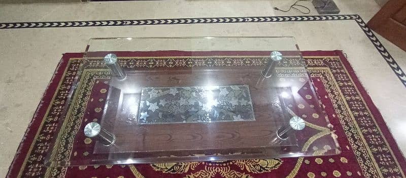 Center Table ( Thick glass & Wood ) 1