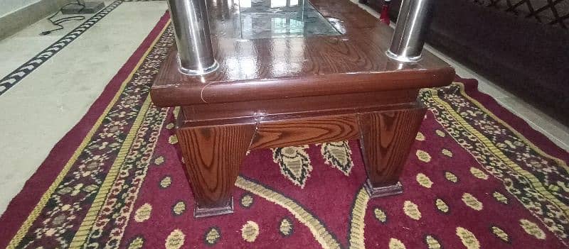 Center Table ( Thick glass & Wood ) 2