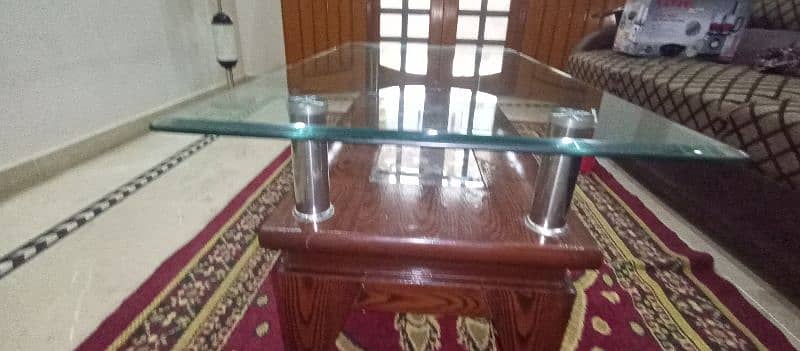 Center Table ( Thick glass & Wood ) 3