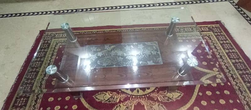 Center Table ( Thick glass & Wood ) 6