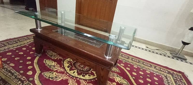 Center Table ( Thick glass & Wood ) 7